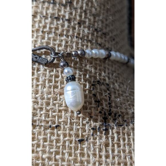 Vintage Freshwater Pearl 925 Sterling Silver Bali Bead Byzantine Hook Clasp - Picture 7 of 12